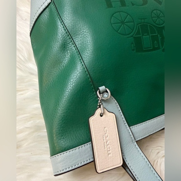 Coach Two-Tone Green and Light Blue Tote - Picture 8 of 14